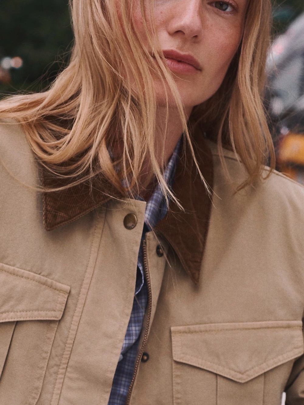 BRAND NEW J. Crew Tan Utility Jacket with Brown Corduroy Collar